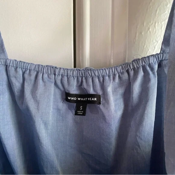 Who What Wear Tiered Chambray Blue Tank Top - Picture 11 of 16